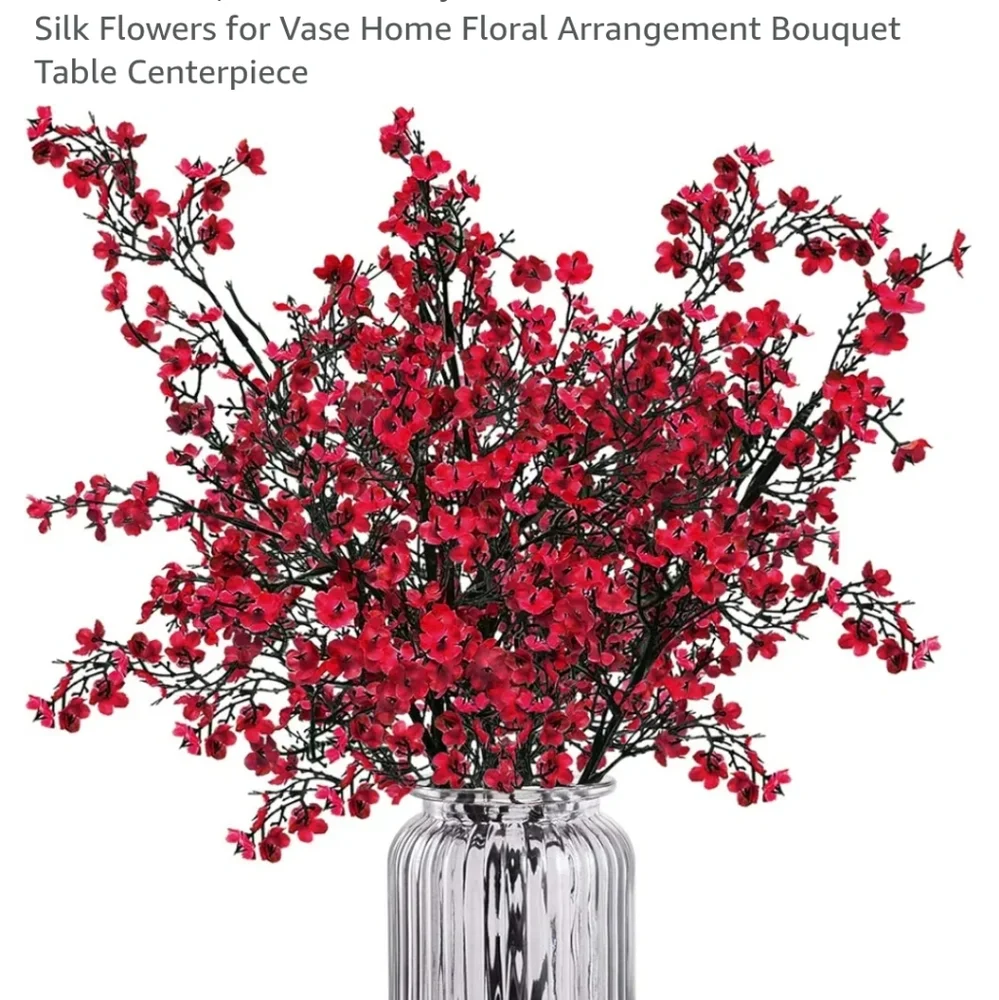 Elegant Red Silk Flower Arrangement 14pieces  Includes New In Original P…